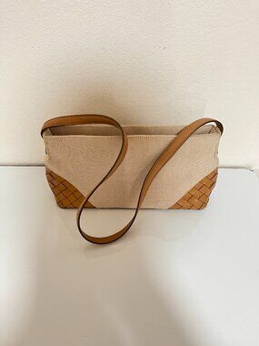 NINE WEST Women's Vtg Cotton Canvass WOVEN Rectangular Bag-Preowned